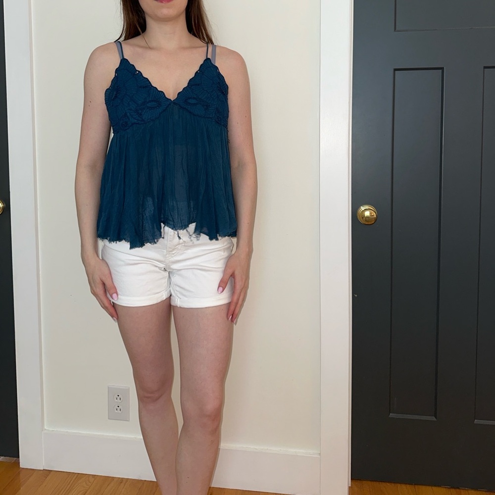 Free People Teal Lace Camisole